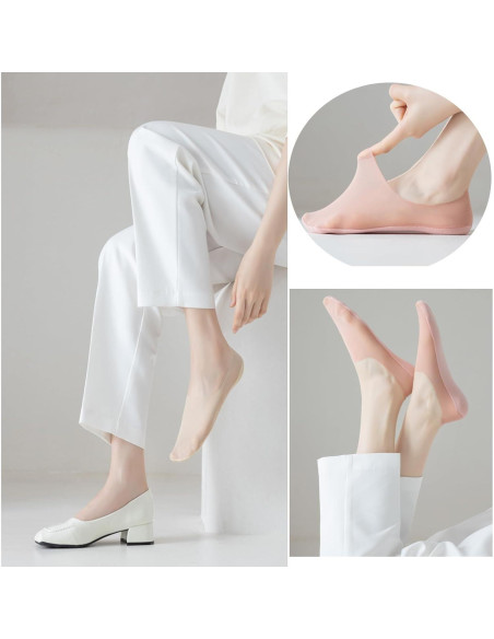 5 Pares Calcetines Invisibles Antideslizantes de Seda Fría para Mujeres