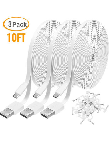 Paquete de 3 Cables de Extensión Micro USB 3M Uogw para Cámaras