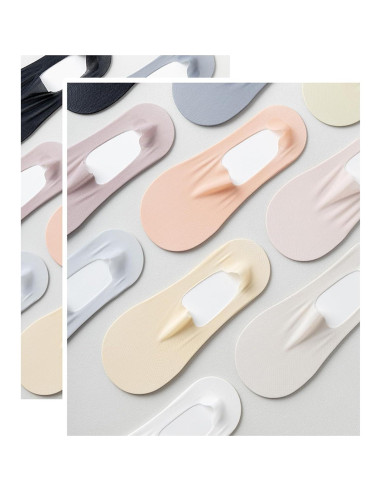 5 Pares Calcetines Invisibles Antideslizantes de Seda Fría para Mujeres
