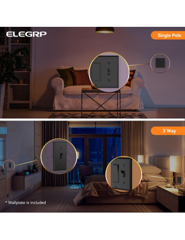 Interruptor de Atenuación Digital ELEGRP Negro 150W LED/CFL