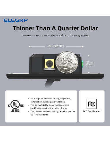 Interruptor de Atenuación Digital ELEGRP Negro 150W LED/CFL