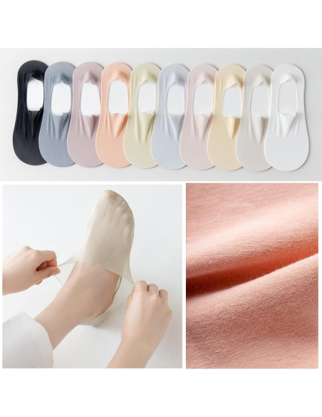 5 Pares Calcetines Invisibles Antideslizantes de Seda Fría para Mujeres