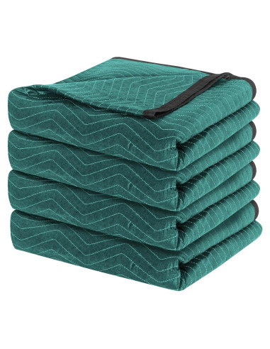 4 Mantas de Mudanza Diamond UP Acolchadas 365.76x203.2cm Verde y Gris