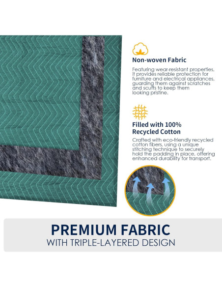 4 Mantas de Mudanza Diamond UP Acolchadas 365.76x203.2cm Verde y Gris