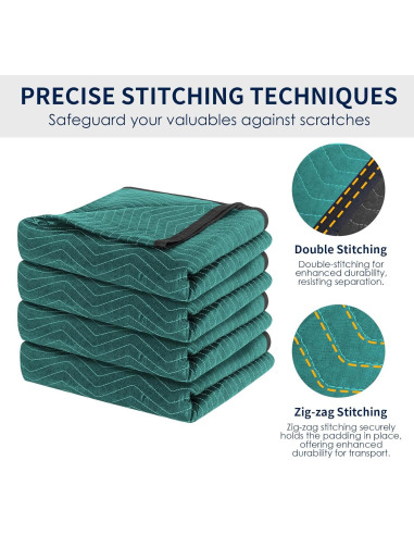 4 Mantas de Mudanza Diamond UP Acolchadas 365.76x203.2cm Verde y Gris