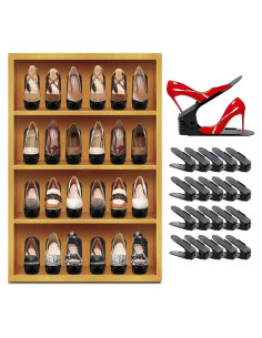 Organizador de Zapatos Monlity 20 Paquetes Ajustable Negro