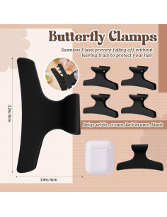 Clips de Pelo Mariposa Batiyeer 12 Pcs Antideslizantes Negro 2