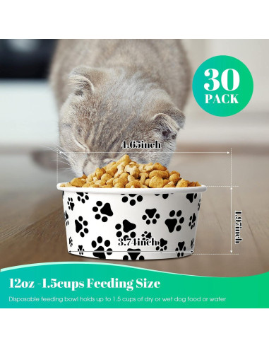 30 Cuencos Desechables para Perros y Gatos 350 ml Potchen