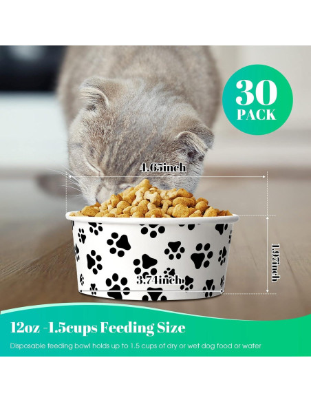 30 Cuencos Desechables para Perros y Gatos 350 ml Potchen