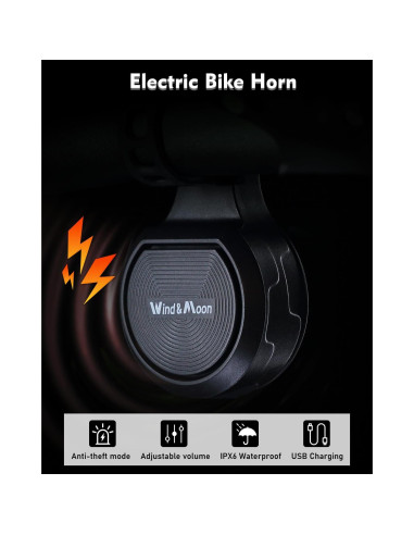 Campana de Bicicleta Eléctrica Wind&Moon ZXCDLB-01 IPX6 80-130dB