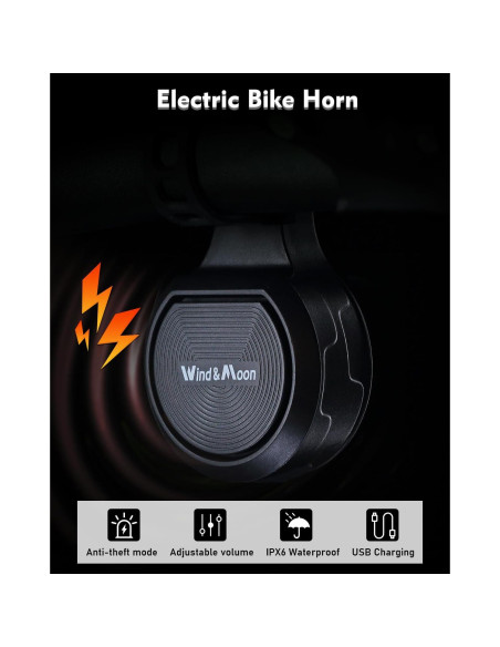 Campana de Bicicleta Eléctrica Wind&Moon ZXCDLB-01 IPX6 80-130dB