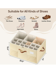 Organizador de Zapatos MSTONAL Beige 24 Compartimentos 64.8x43.2x32cm 2