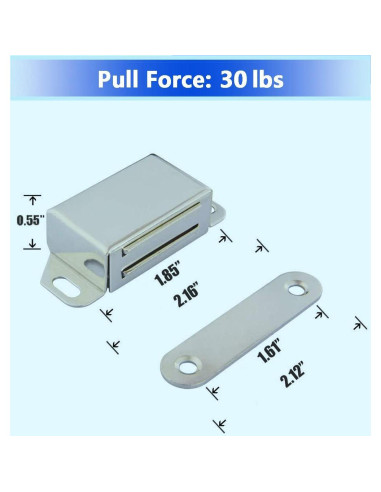 Cierre de puerta magnético WOOCH 30 lb acero inoxidable negro 2 pz