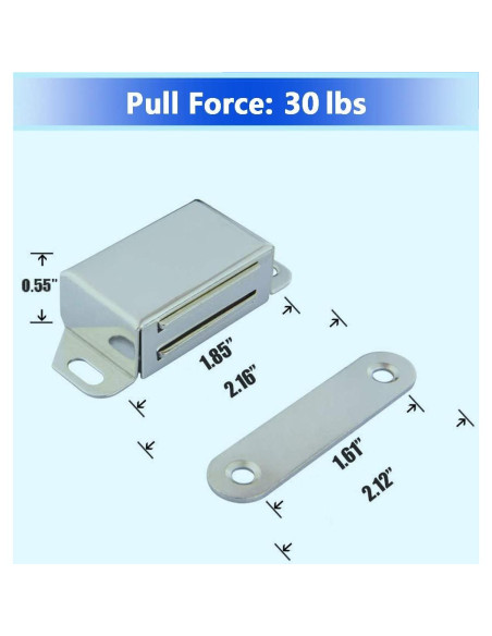 Cierre de puerta magnético WOOCH 30 lb acero inoxidable negro 2 pz