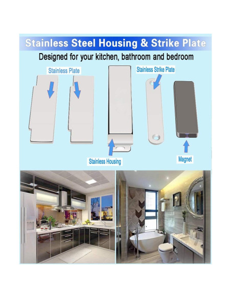Cierre de puerta magnético WOOCH 30 lb acero inoxidable negro 2 pz
