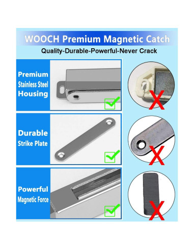 Cierre de puerta magnético WOOCH 30 lb acero inoxidable negro 2 pz