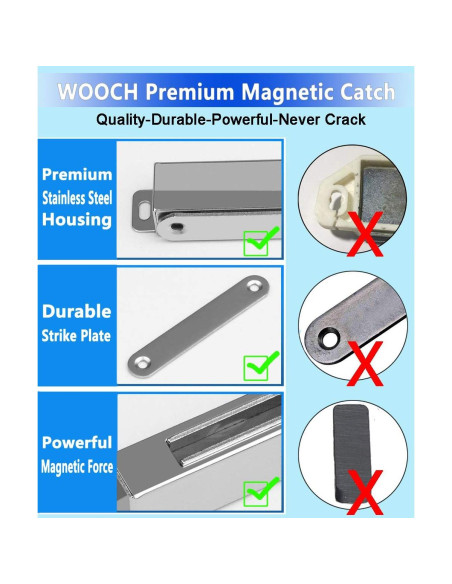 Cierre de puerta magnético WOOCH 30 lb acero inoxidable negro 2 pz