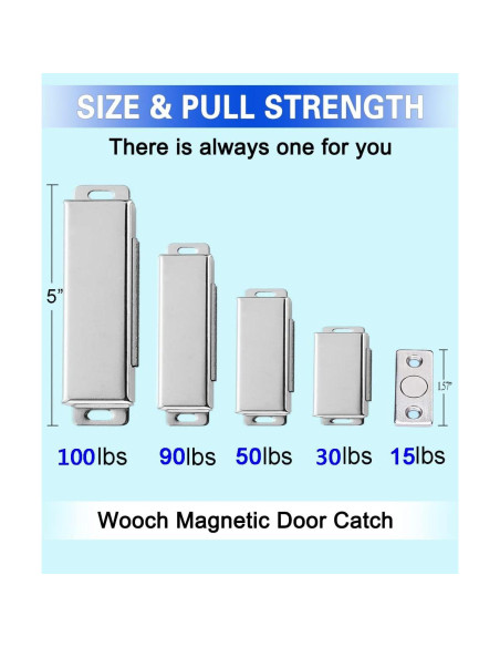 Cierre de puerta magnético WOOCH 30 lb acero inoxidable negro 2 pz