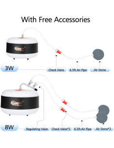 Bomba de Aire Hygger 3W/8W para Acuario hasta 567L, Silenciosa 2