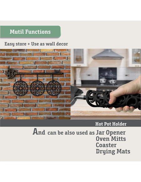 Juego de 3 Posavasos de Silicona Makerstep Negro 19.7 cm