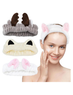 3 Bandas de Maquillaje Spa SHEHARUHI Microfibra Suave