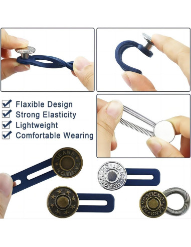 Extensores de Botón WDFCSIX para Jeans y Pantalones - 3 Pares