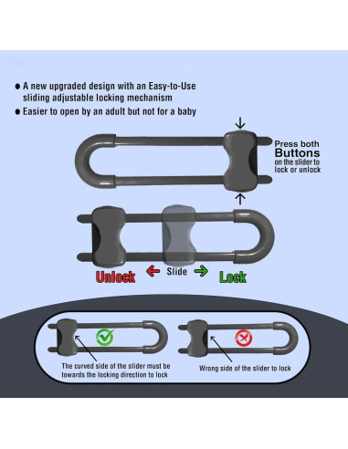 Cerraduras Deslizantes de Seguridad WENPENG para Gabinetes - 10 Paquete