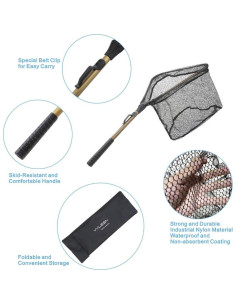 Red de Pesca Plegable YVLEEN con Mango Telescópico 40cm 2