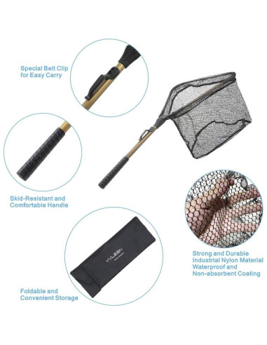 Red de Pesca Plegable YVLEEN con Mango Telescópico 40cm