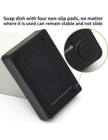 Plato de Jabón de Bambú Maqqet Cuadrado Negro con Drenaje