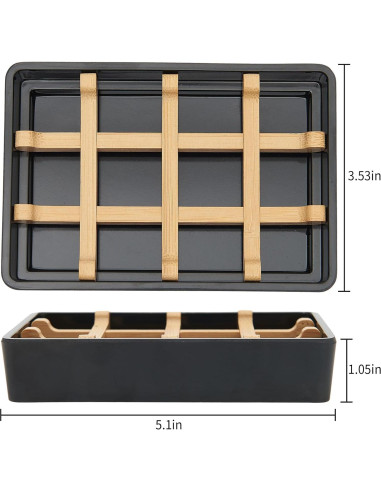 Plato de Jabón de Bambú Maqqet Cuadrado Negro con Drenaje
