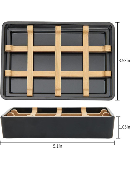Plato de Jabón de Bambú Maqqet Cuadrado Negro con Drenaje