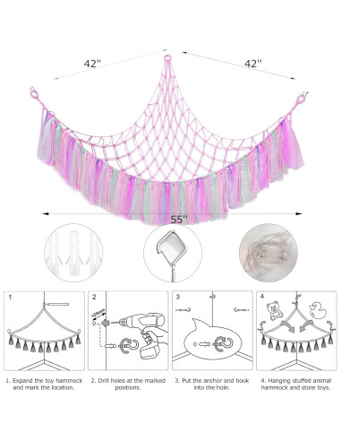 Hamaca de Juguetes Boho VISATOR 139.7x106.7cm con Luz LED