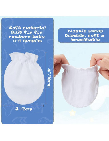 16 Pares Manoplas de Algodón para Bebés 0-6 Meses Unisex