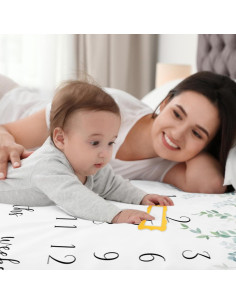 Manta de Hitos para Bebés CSFOTO 152x102cm Hojas Eucalipto 2