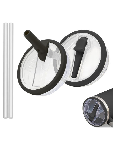 Tapa de Popote Reemplazo Stanley Quencher 40 oz Negra - 2 Pcs