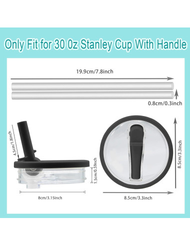 Tapa de Popote Reemplazo Stanley Quencher 40 oz Negra - 2 Pcs