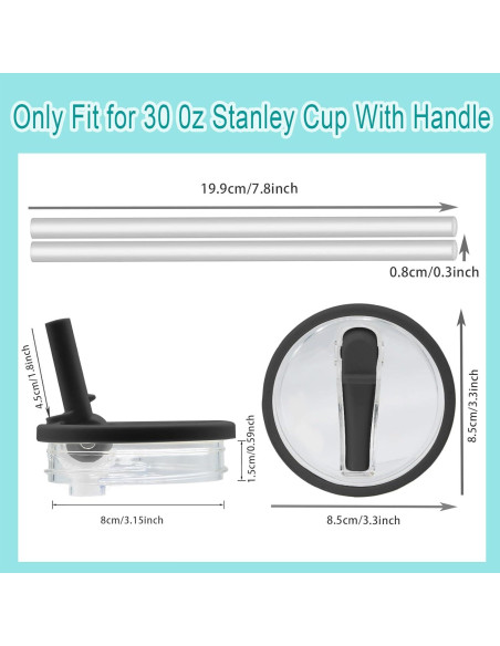 Tapa de Popote Reemplazo Stanley Quencher 40 oz Negra - 2 Pcs