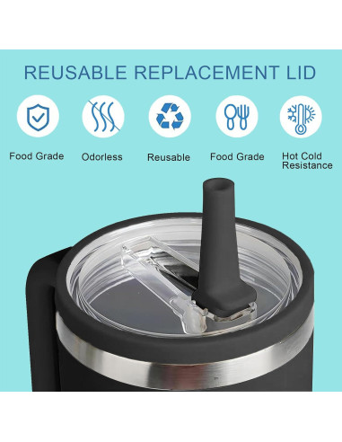 Tapa de Popote Reemplazo Stanley Quencher 40 oz Negra - 2 Pcs