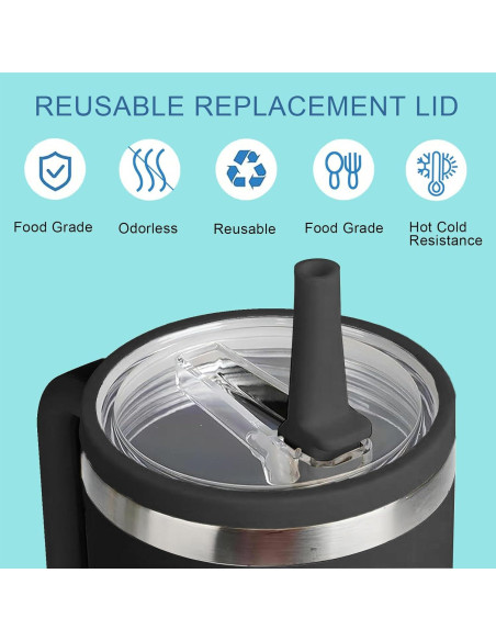 Tapa de Popote Reemplazo Stanley Quencher 40 oz Negra - 2 Pcs