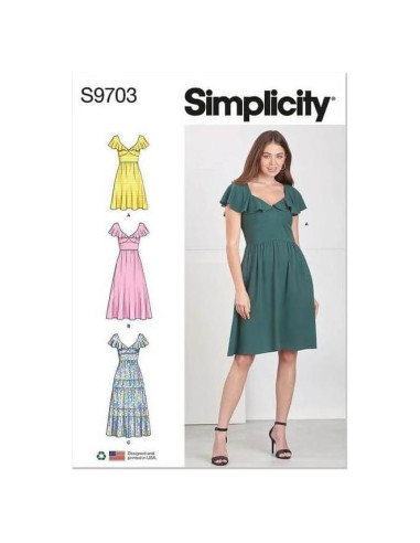 Kit de Patrones de Costura Simplicity S9703 para Vestidos V