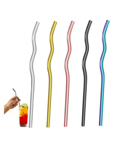 Popotes de Acero Inoxidable Reutilizables CHENSHUO 5 Piezas