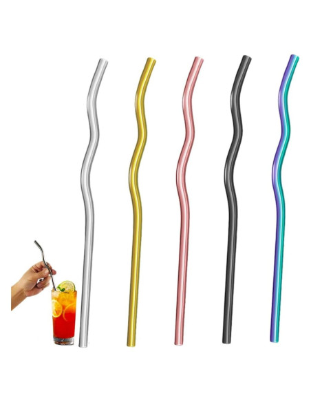 Popotes de Acero Inoxidable Reutilizables CHENSHUO 5 Piezas