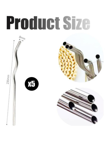 Popotes de Acero Inoxidable Reutilizables CHENSHUO 5 Piezas