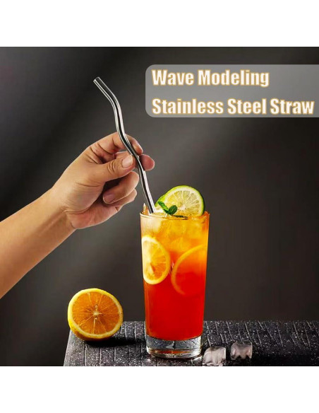 Popotes de Acero Inoxidable Reutilizables CHENSHUO 5 Piezas