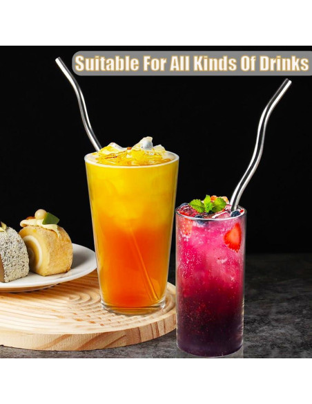 Popotes de Acero Inoxidable Reutilizables CHENSHUO 5 Piezas