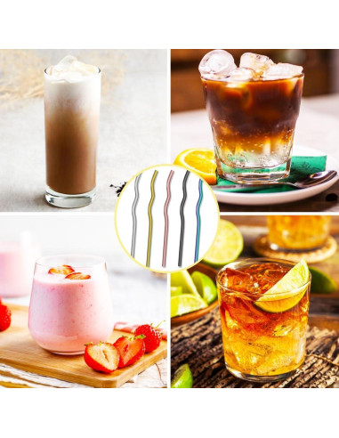 Popotes de Acero Inoxidable Reutilizables CHENSHUO 5 Piezas