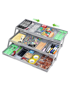 Organizador de Cajones Expandible Gisiyunly 3 Niveles Gris