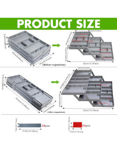 Organizador de Cajones Expandible Gisiyunly 3 Niveles Gris 2