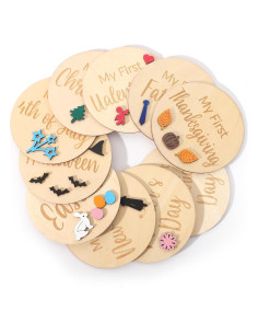 Tarjetas de Hitos de Vacaciones para Bebé - Cartel de Madera